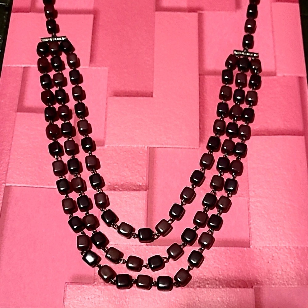 Chic multi-toned purple stone long Nine West necklace